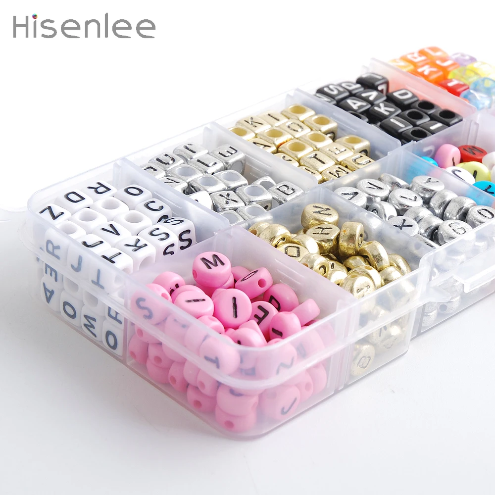 

Акриловые цветные бусины Hisenlee, 6 мм, 2 формы, Английский алфавит