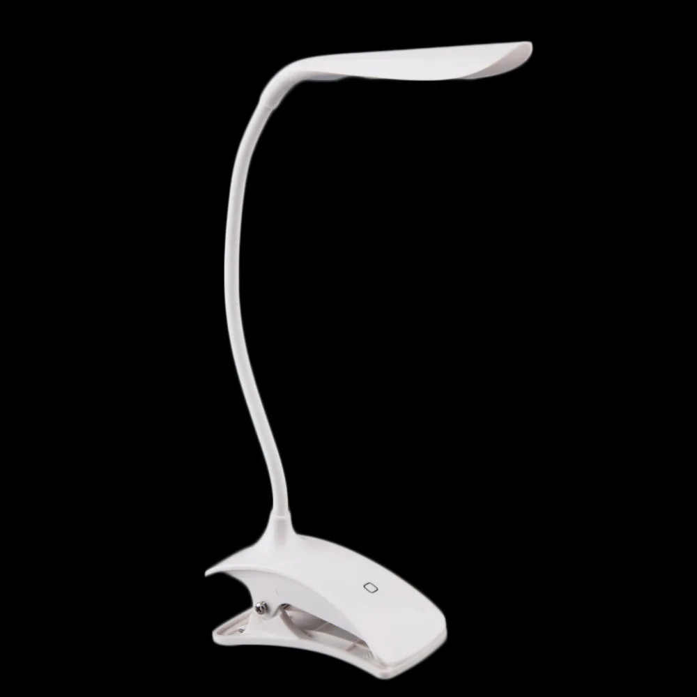 USB настольная лампа 3 уровня с регулируемой яркостью зажимом 360 градусов батарея