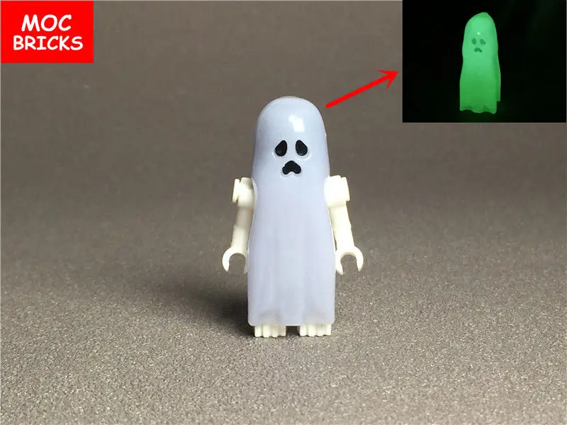 Поштучная распродажа кубики MOC DIY белый светящийся Призрак Скелет сборка фигурки