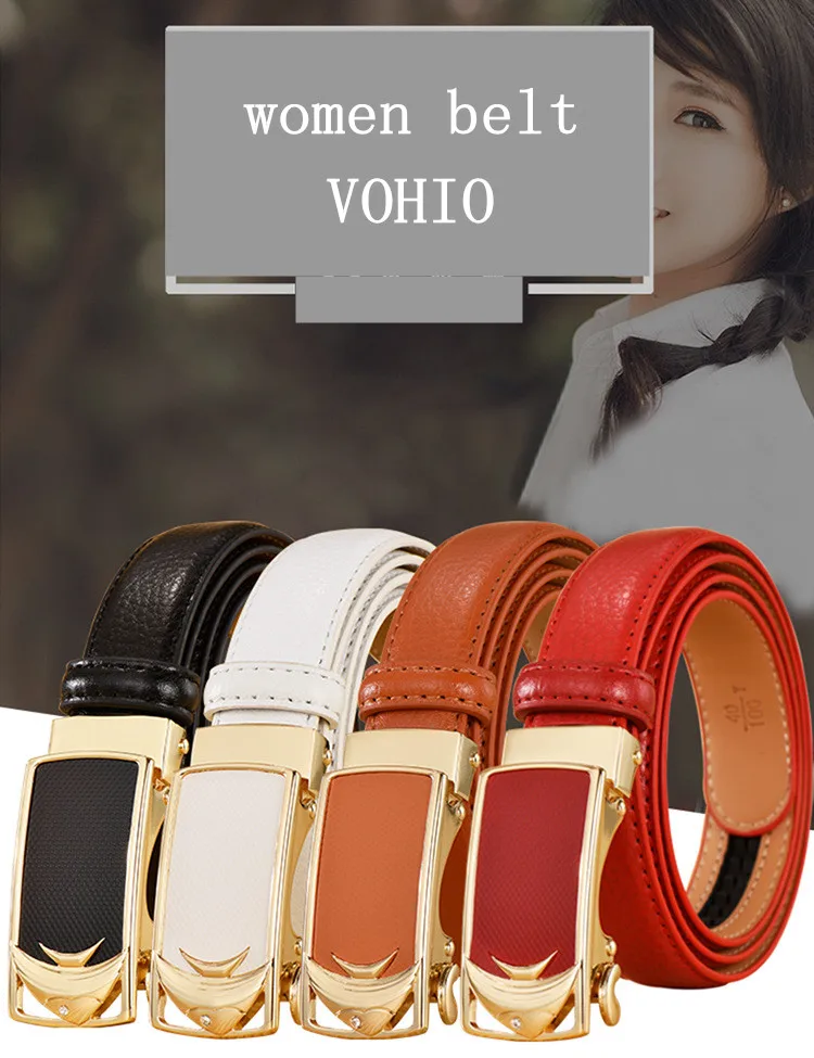 

2018 New 2.4cm belts for women leather Automatically fish woman belt ceinture femme fantaisie luxury belts casual cowhide 5color