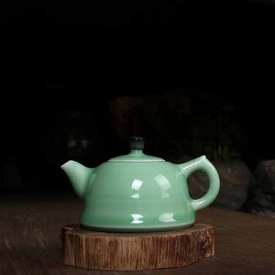 Светло-серый WIZAMONY Лидер продаж Longquan Celadon 180 мл Zisha керамика искусство плоский чайник фарфор Исин глина имитация антикварный чайник - Цвет: Светло-серый
