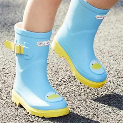 Light Blue Penguin DRIPDROP Детские резиновые сапоги Непромокаемые сапоги для мальчиков и девочек с пряжкой Детская обувь Детские сапоги - Цвет: Light Blue Penguin