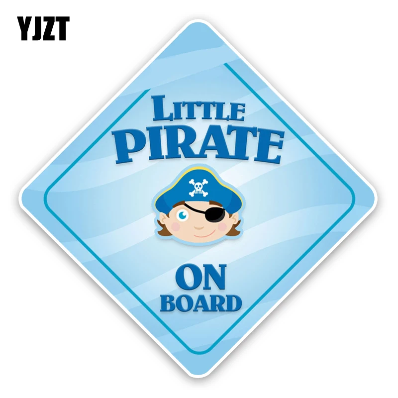 

YJZT 13.6*13.6CM Interesting Little Pirate BABY ON BOARD Colored Warning Sign Decoration Car Sticker C1-5676