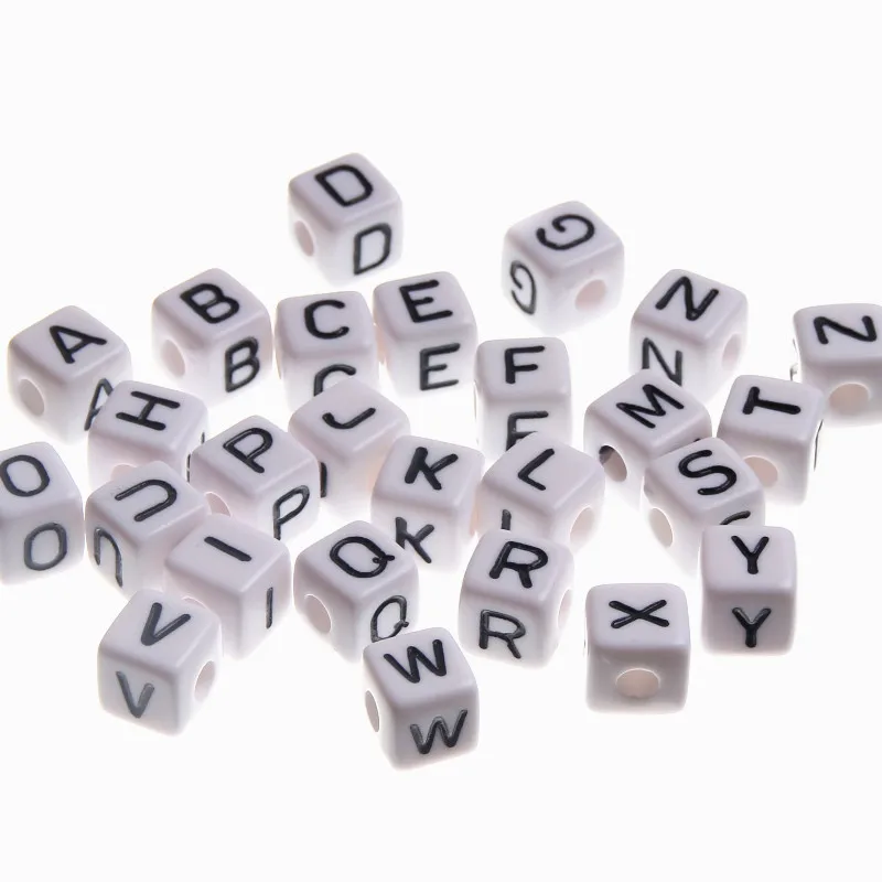 

Laudsong 10mm 100Pcs Acrylic Alphabet "A-Z" Spacer Letter Beads for Jewelry Making DIY Baby Rattle Necklace Bracelet
