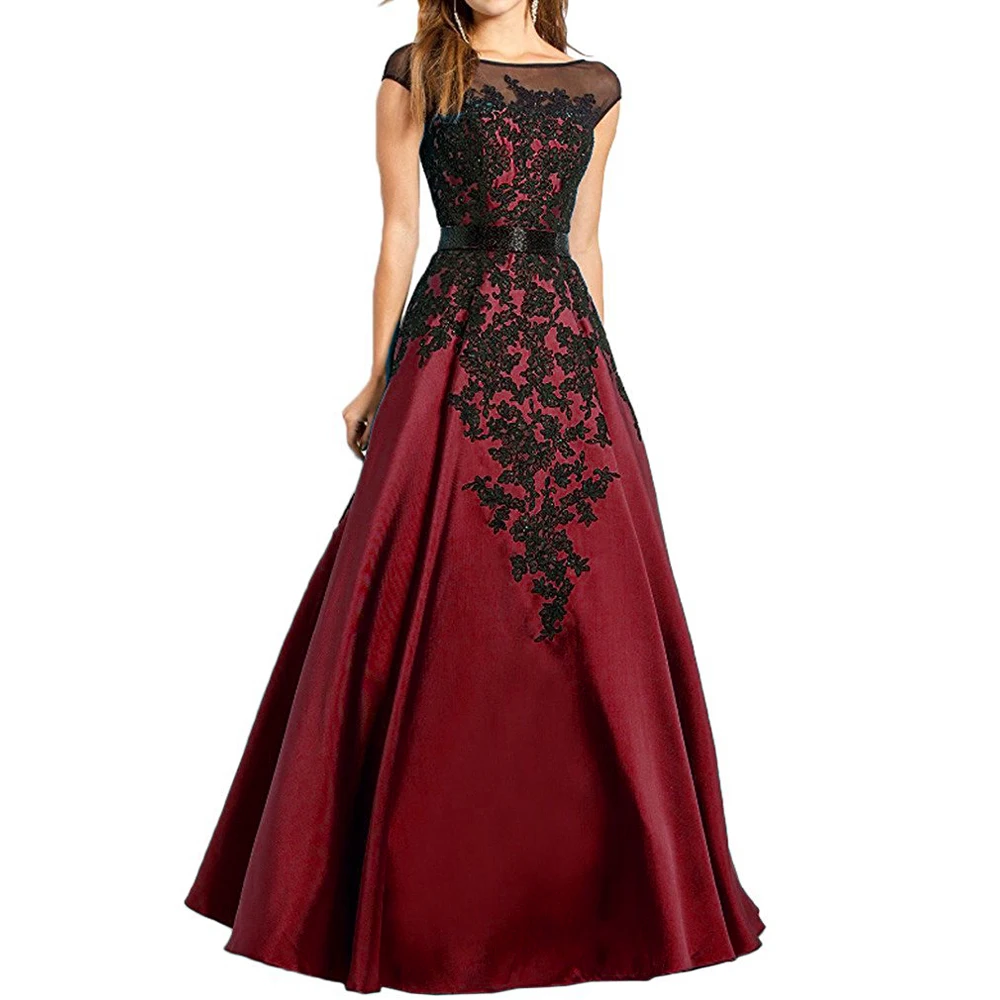 BW029 Black and Green Long Mother of the Bride Dresses Lace Appliques Evening party Gown V Back Satin Wedding Guest Gowns | Свадьбы и