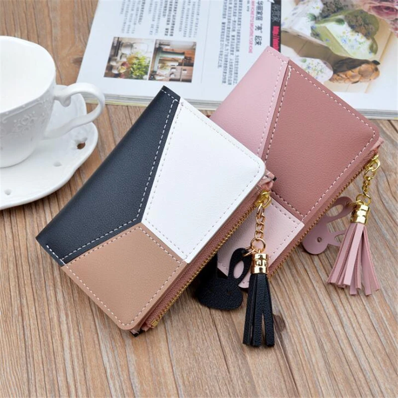 Новый милый кошелек короткие женские кошельки на молнии в стиле пэчворк модные