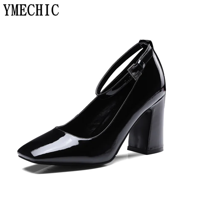 Женские лакированные туфли YMECHIC 2018 на высоком каблуке летние из натуральной кожи