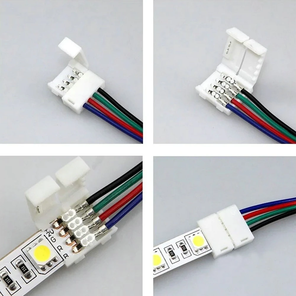 20X 4pin 10 мм разъем провода двойные соединители для RGB 5050 Светодиодный полоски Длина