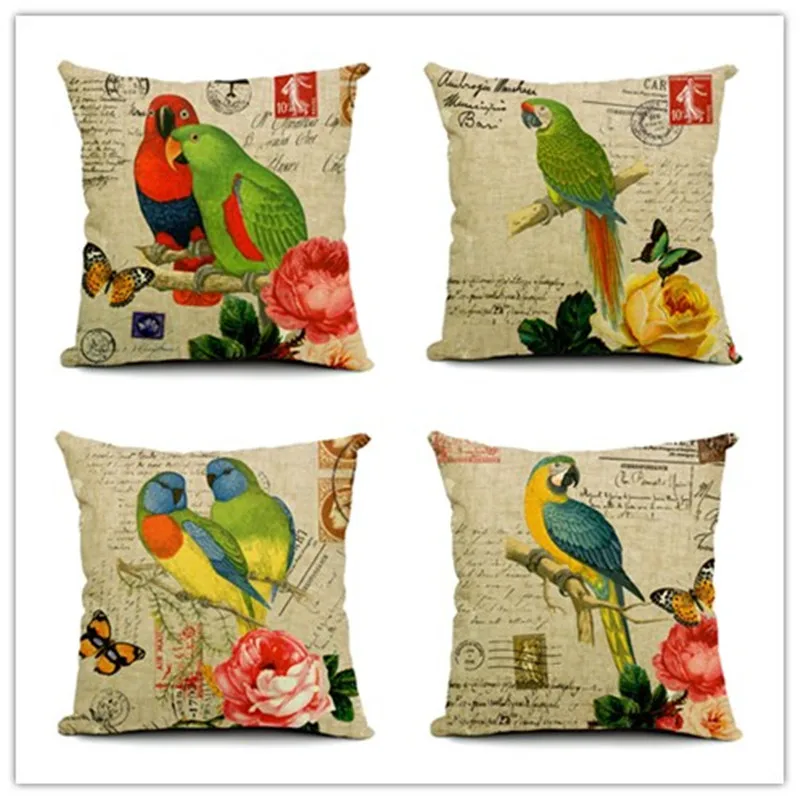 Серия растений мультяшный стиль подушка для декора льняная хлопковая