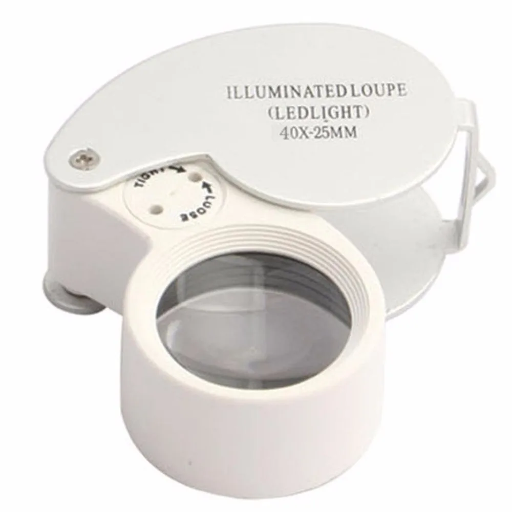 

Glass Magnifying Magnifier Jeweler Eye Jewelry Loupe Loop LED Light Jewelry Tools & Equipments 40x 25mm