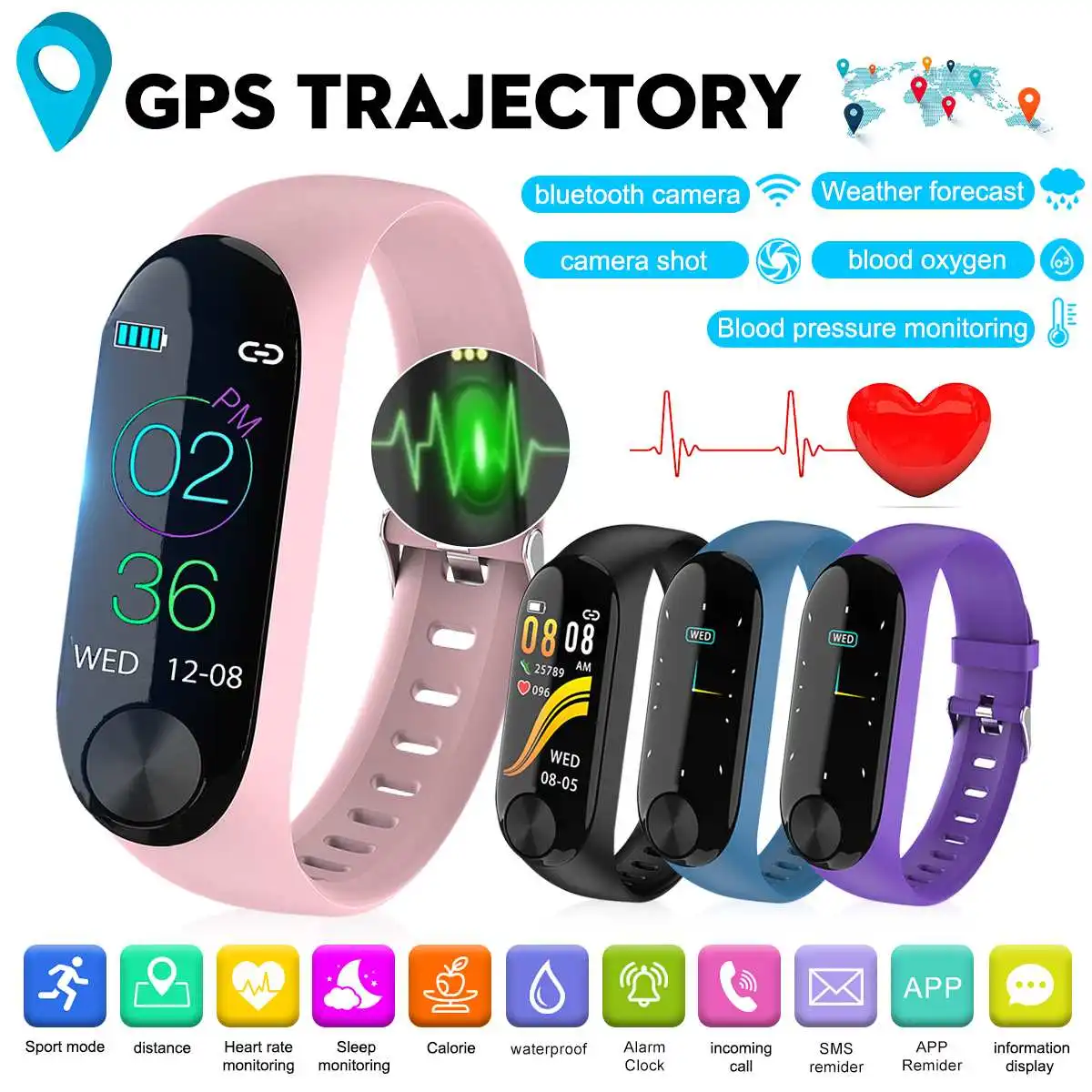 INSMA Смарт-часы браслет приложение gps траектория спортивный монитор фитнес-трекер монитор сердечного ритма Smartwatch StepCounter