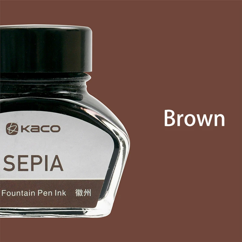 brown 1 шт. Kaco 30 мл цвет чернил черный синий красный зеленый коричневый 9 цветов на выбор авторучка стеклянная бутылка чернила школьные офисные принадлежности - Цвет: brown