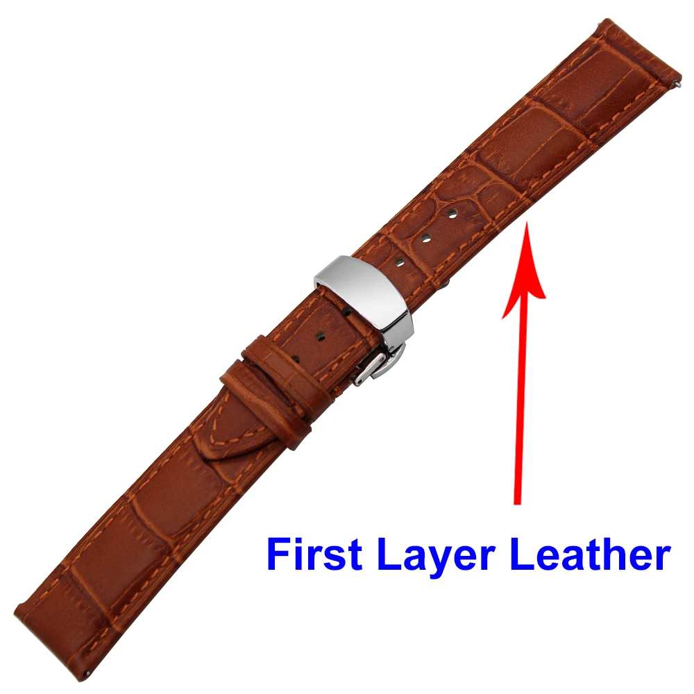 Ремешок для часов с застежкой бабочкой из натуральной кожи до середины икры