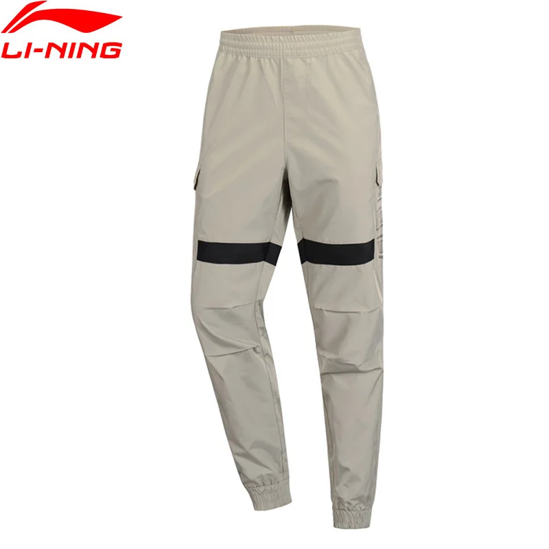 Li-Ning, мужские трендовые брюки для отдыха, удобные, полиэстер, обычная посадка, с подкладкой, с принтом, для фитнеса, спортивные брюки AKXP009 CJFM19