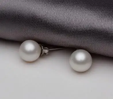 

Hot sell Noble- free shipping New 7-8mm white Round Pearl Earrings Women's Hoop Ear Stud 14k