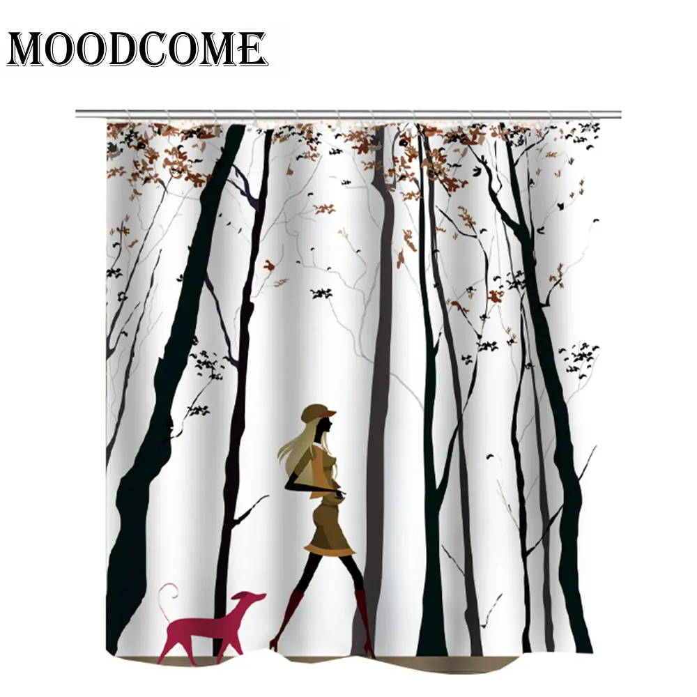 

black girl afro shower curtain hooks polyester fabric waterproof bath curtain shower kids shower curtain