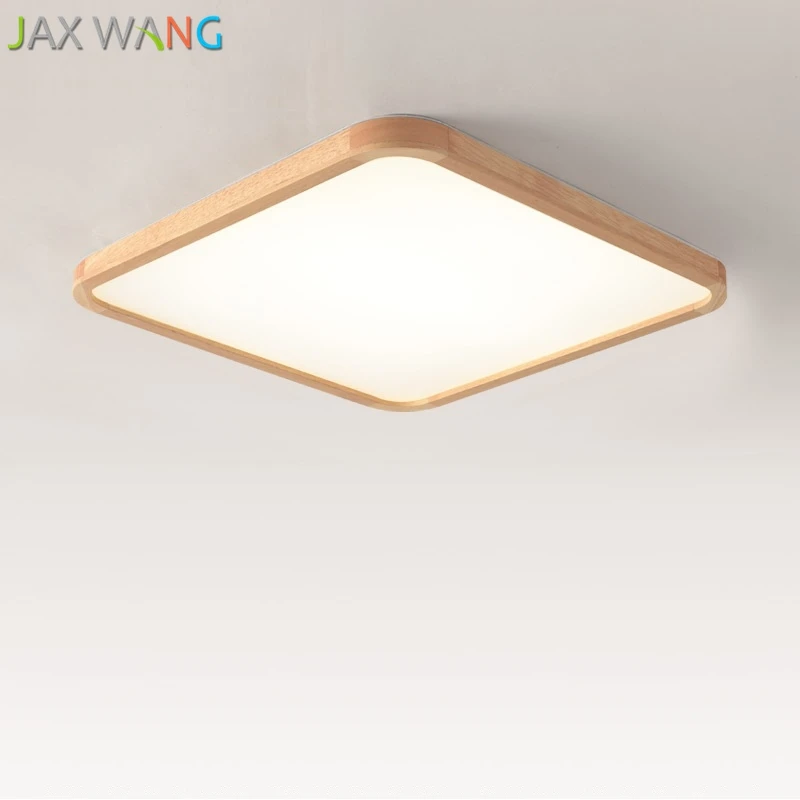 Japanese LED Ceiling Lights Living Room Solid Wood Lamp Simple Bedroom Restaurant Corridor Square Lighting Fixtures | Лампы и