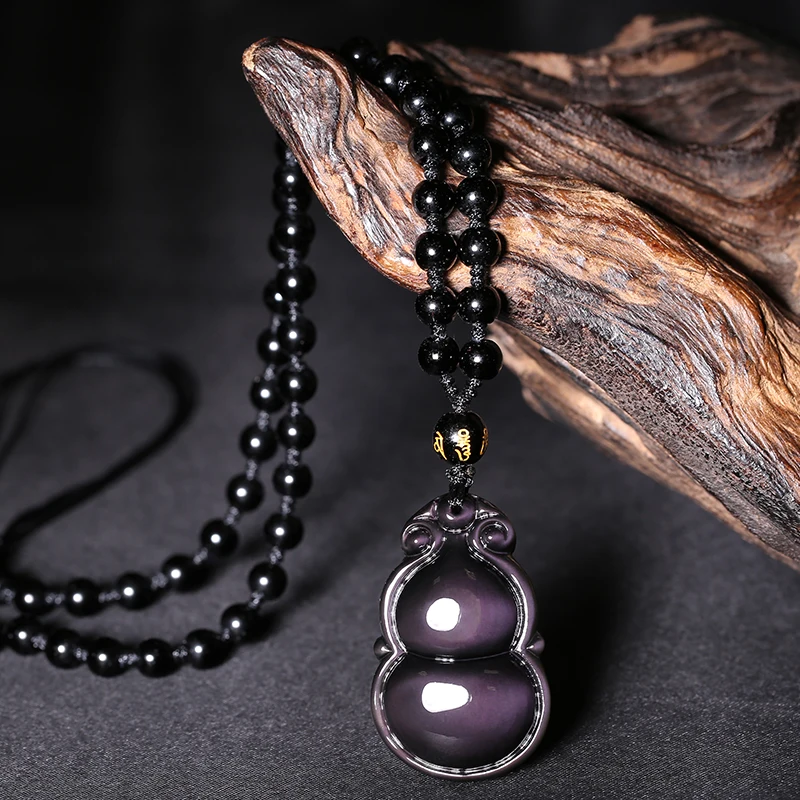 Кольцо из натурального обсидиана с радужной полировкой кулоном тыква кулон