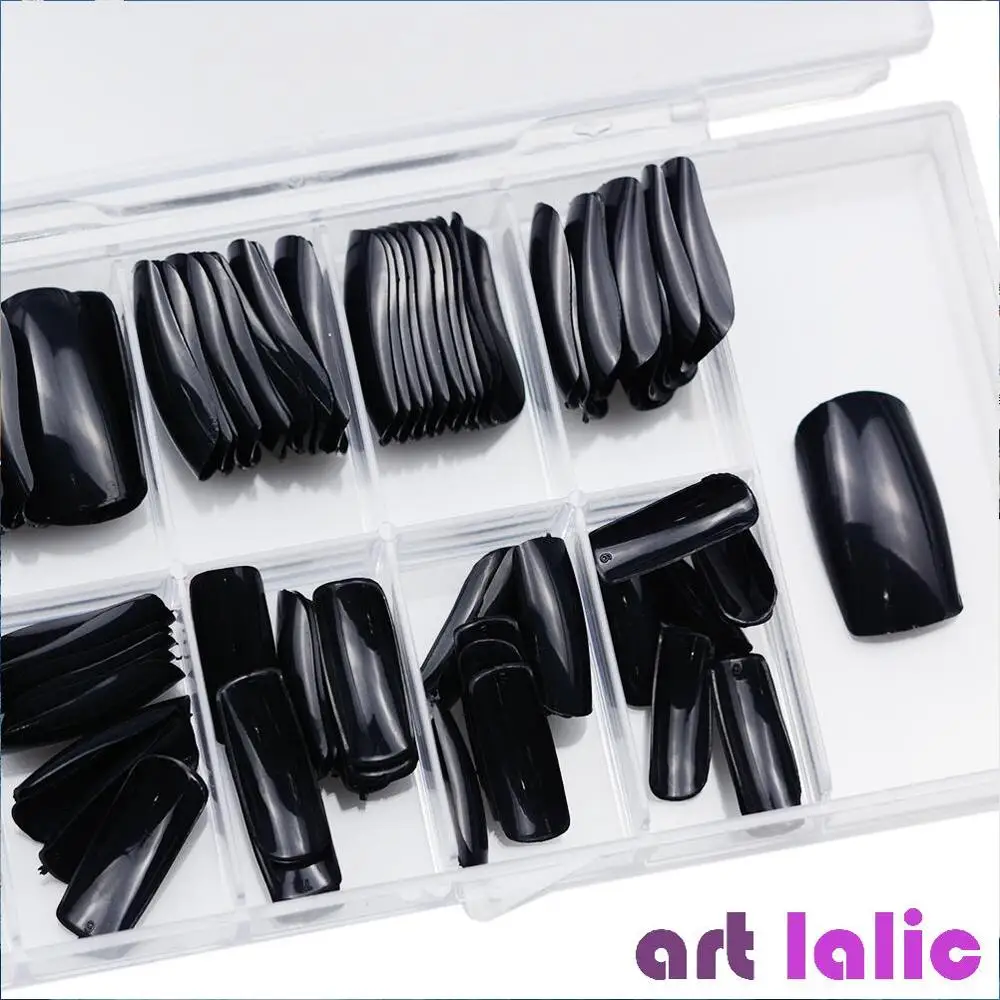 Black 100 шт 3D накладные ногти, полное покрытие, квадратные накладные ногти, сделай сам, маникюрные украшения - Цвет: Black