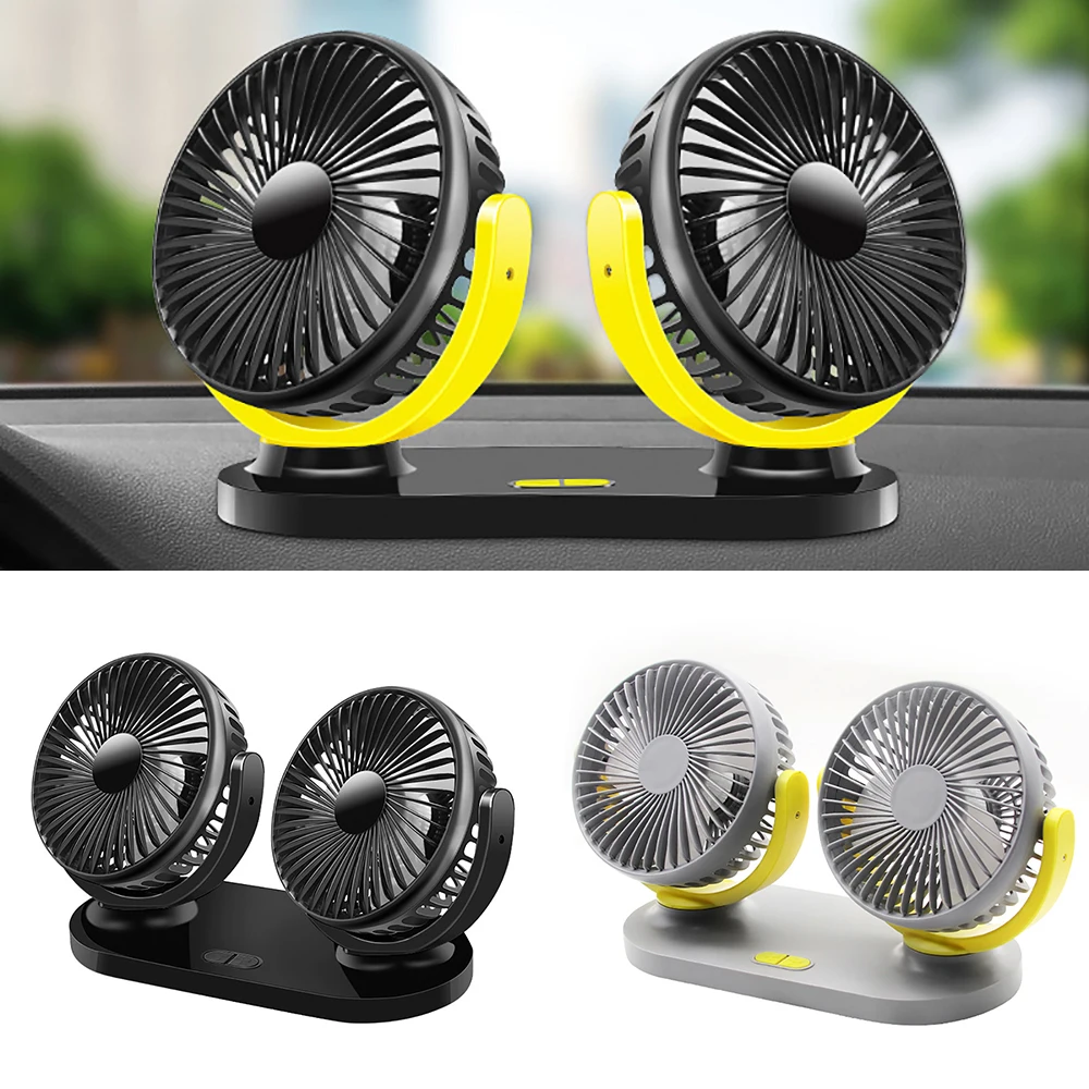 Vehicle Fan 12V 24V Small Electric for General Motor and Dual Head Shaking USB Large Freight Vehicles SUV Trucks | Автомобили и
