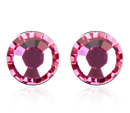 free shipping! 2014 NEW top quality vogue crystal Round ear stud women costume jewelry rose colour E884-6 | Украшения и