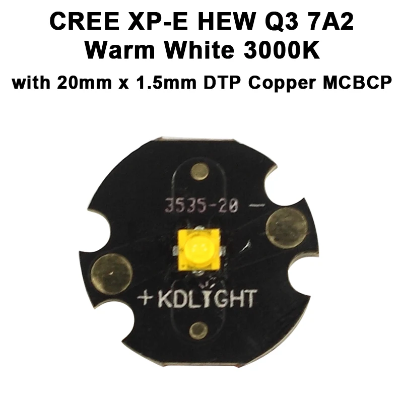 Светодиодный излучатель CREE теплый белый 3000 К HEW Q3 7A2 CRI90 16 мм/20 мм DTP медь MCPCB (1