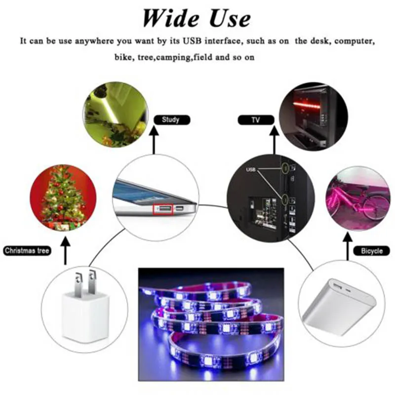 Лента светодиодная RGB SMD 5050 1/2/3/4/5 м 5 в пост. Тока|usb rgb led strip|led strip smdrgb |