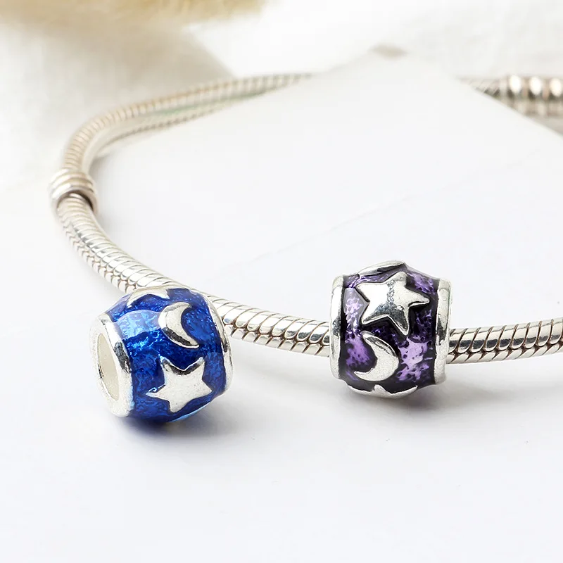 Новые оригинальные бусины Луна Звезда ночное небо очаровательные эмалированные