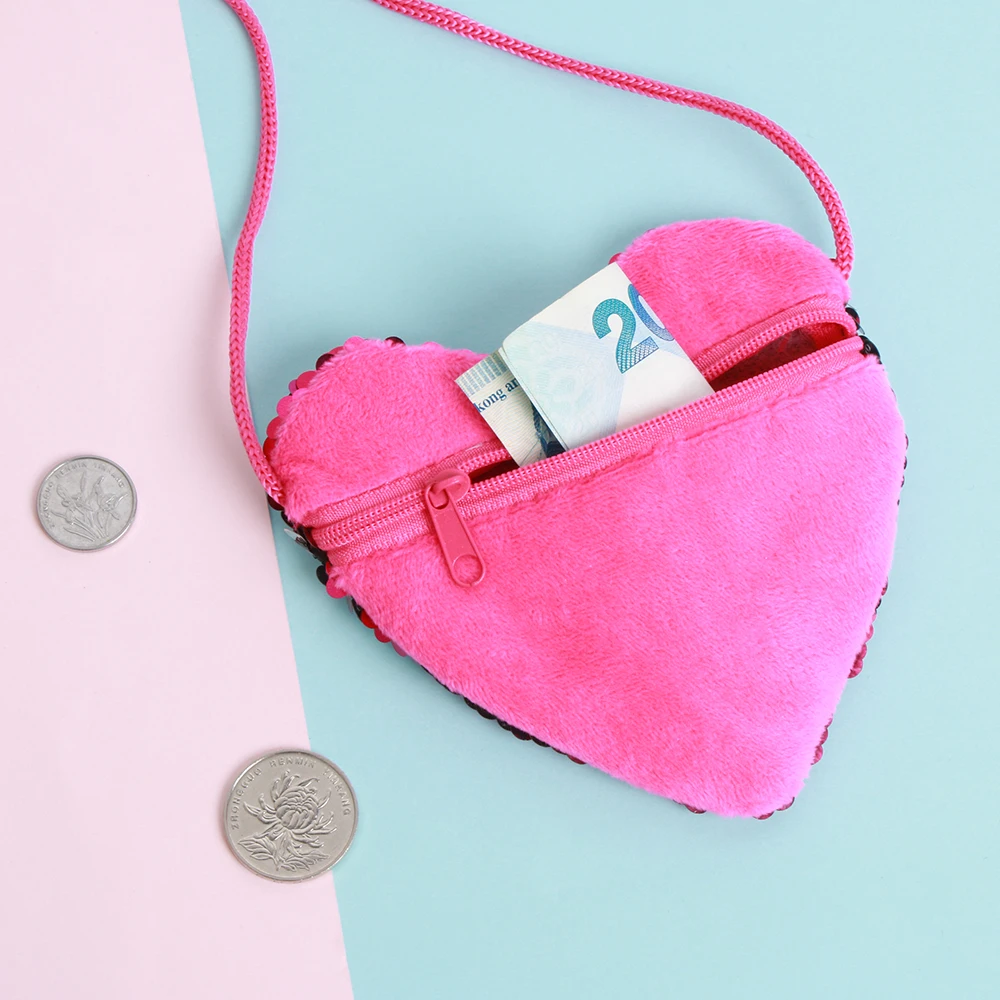 Новые милые детские сумки через плечо с блестками и любящим сердцем мини сумка