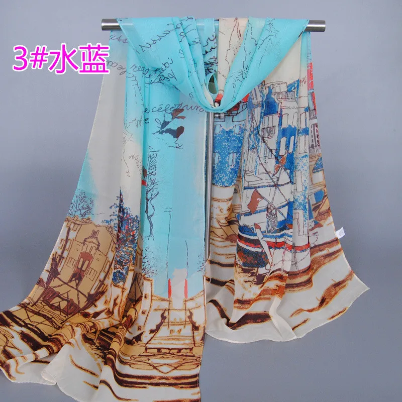 Женский шарф модный из пашмины Длинная накидка полиэстера шифоновый палантин