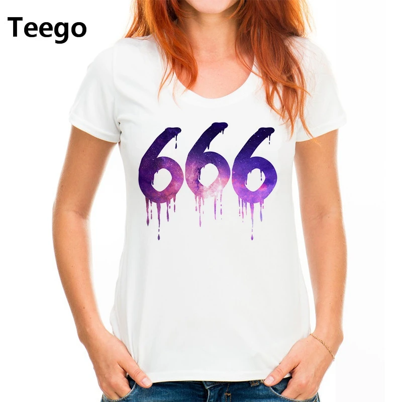 666 футболка Для женщин Мода harajuku каваи Тамблер для девочек Женский Топ