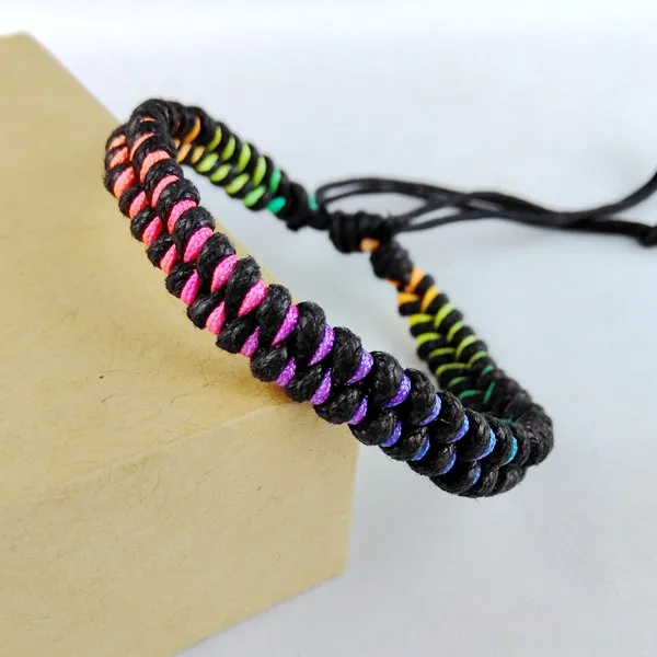 2pcs 2016 new fashion handmade silk twist wrist bracelet bangle cuff unique charm women men best gift colorful rainbow PUNK | Украшения и