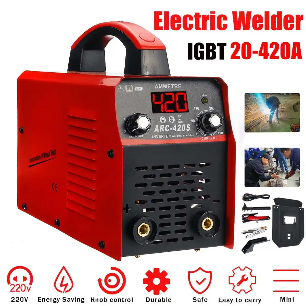 420S 220V 20A 420A инвертор ручной Мини DC ARC IGBT бытовой портативный сварочный аппарат для