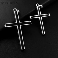 punk 925 sterling silver cross pendants for men male women jesus christ black cross pendant silver jewelry