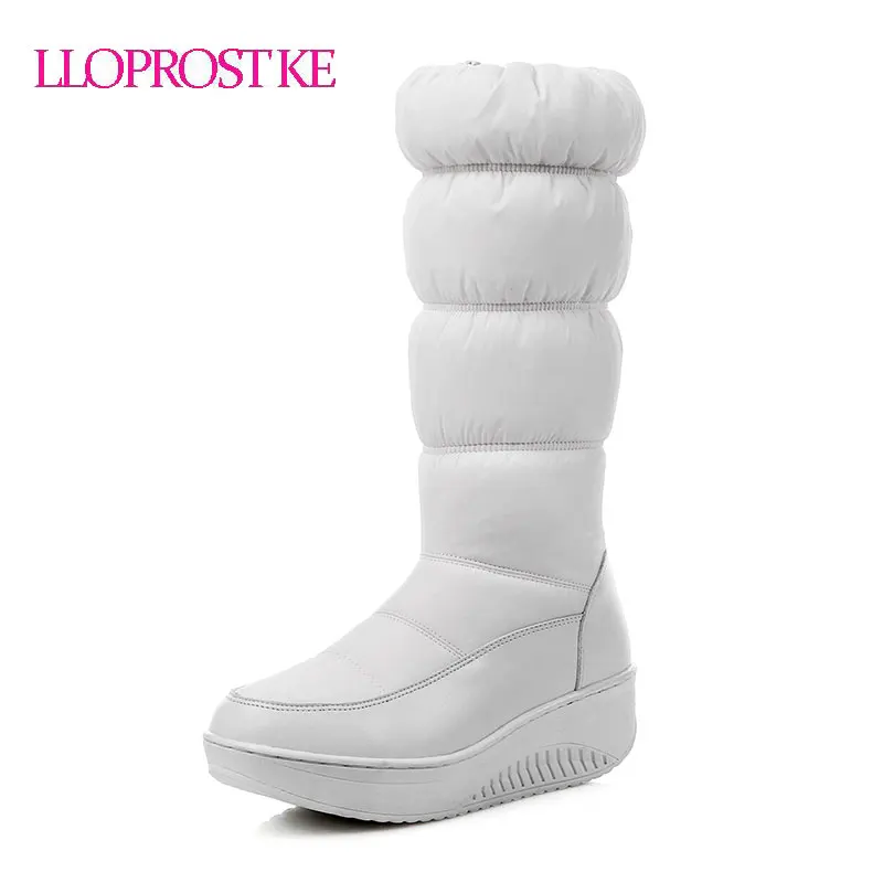 

LLOPROST KE Women Boots Winter Warm Mid-Calf Boots For Women Platform Shoes Simple Snow Plush Down Fabric Bota Feminina GL061