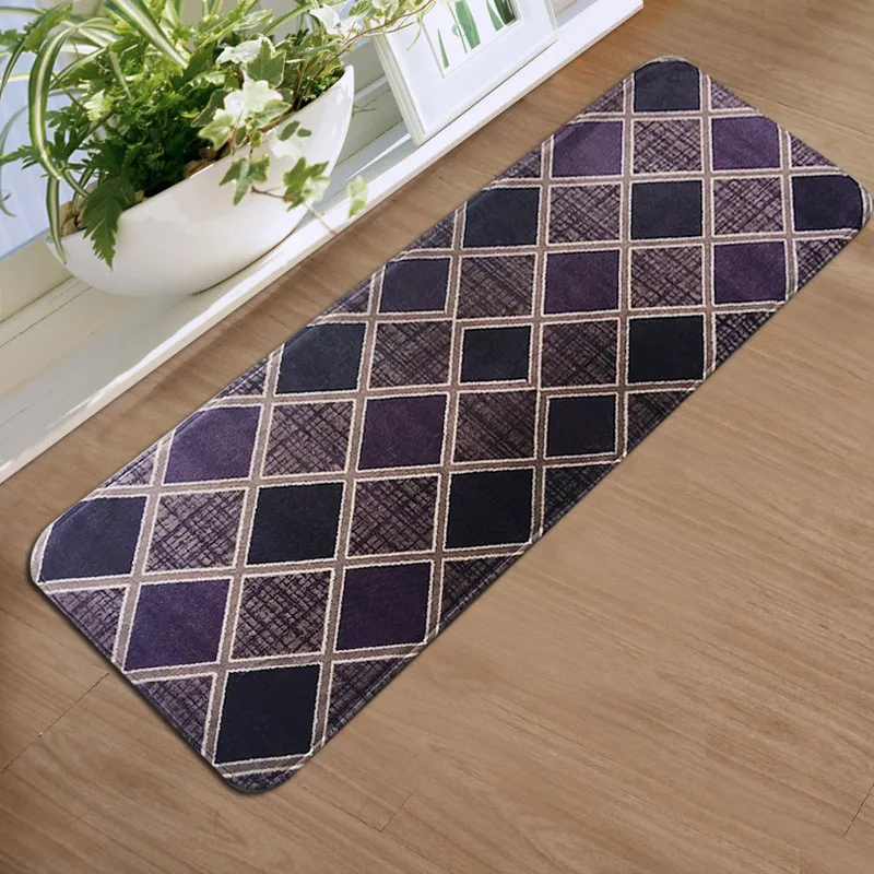 

Flannel Floor Mats Long Kitchen Mat Bathroom Aabsorbent Pad Heat Transfer Printing Carpet 1 pcs Anti-slip Bathroom Mats Set Rugs