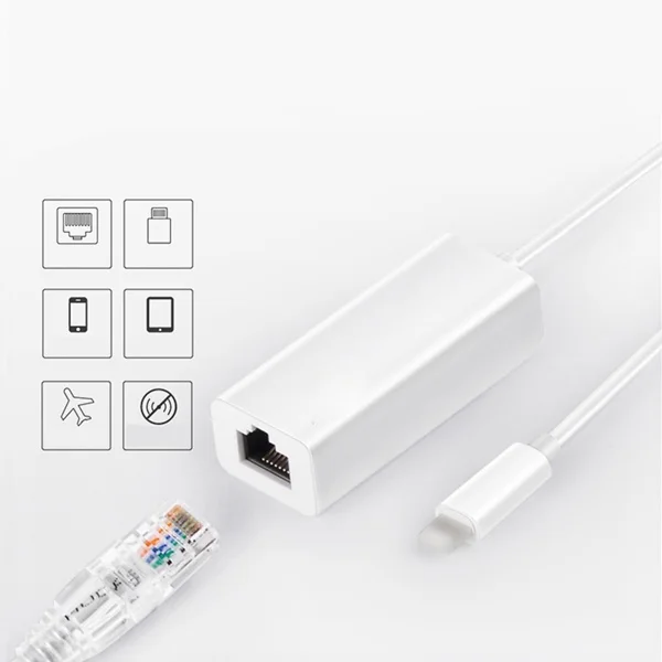 Сетевой Кабель адаптер для Lightning/RJ45 Ethernet LAN 100 Мбит/с компактный проводной