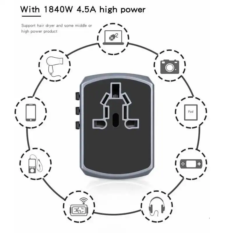 Дорожный адаптер Универсальный питания зарядное устройство по всему миру