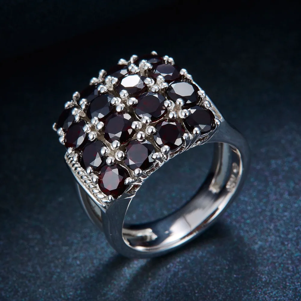 HUTANG обручальное женское кольцо 5.6ct Природный Черный Гранат 925 пробы серебряные Кластерные кольца красный драгоценный камень изящные элегантные ювелирные изделия