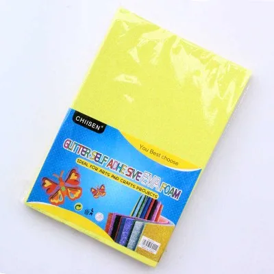 yellow-without glue 10 шт. A4 Цветной EVA пыли губчатая бумага поделка рукоделие Скрапбукинг Ремесло флэш-памяти пены блестящая бумага ручной работы поставки материалов - Цвет: yellow-without glue