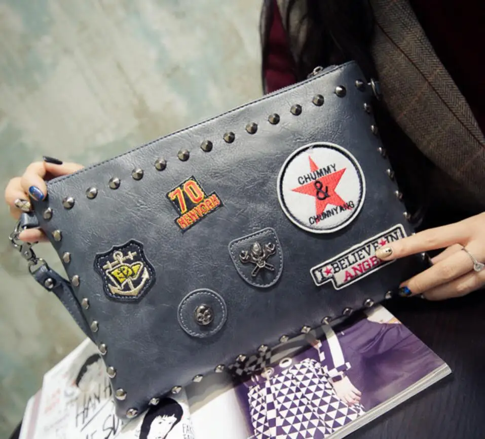 Женские сумки ANAWISHARE кожаные повседневные клатчи через плечо с заклепками