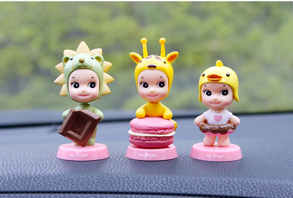 Украшение автомобиля, ПВХ, милый ангел, Детская кукла для украшения, Kawaii, автомобильная приборная панель, качающаяся голова, игрушки, фигурка, детский подарок, домашний интерьер