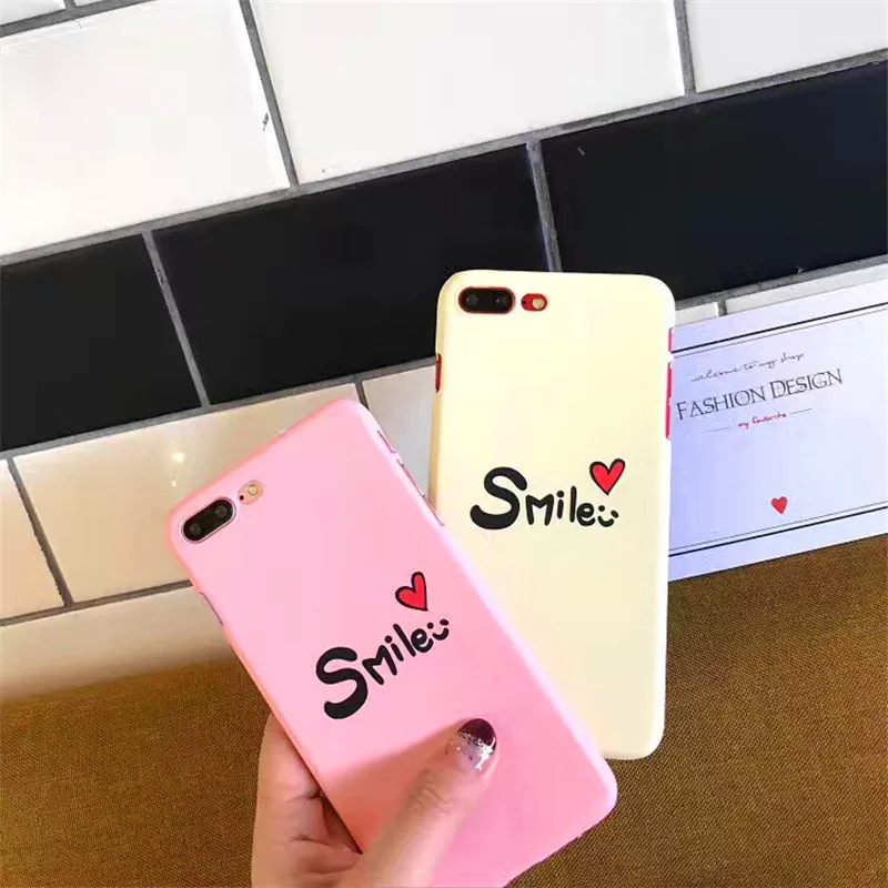 Ультра тонкий корпус для iphone 8 7 6 6S плюс модные забавные письмо улыбка Телефон