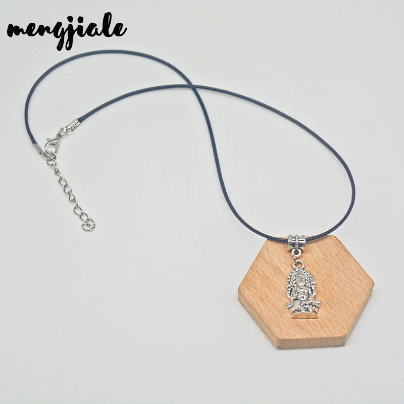 1 шт. Прямая поставка черный кожаный ожерелье-чокер с подвеской в виде слона Будды