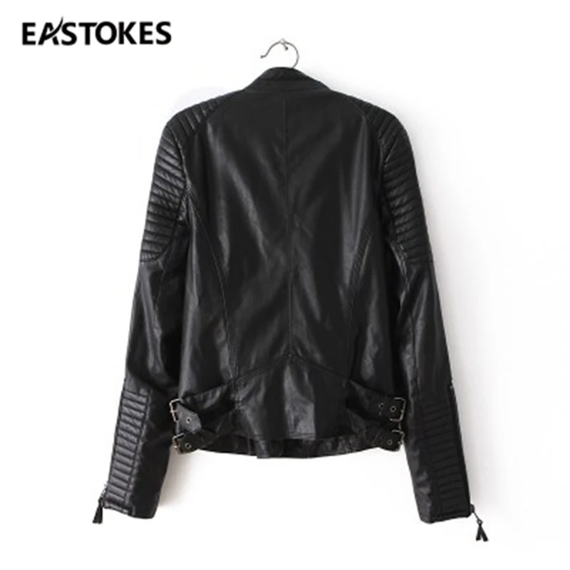 2018 тонкое короткое мотоциклетное кожаное пальто с воротником для женщин модная