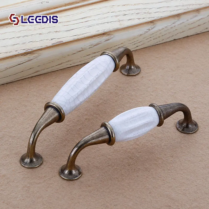 LEEDIS европейский дизайн трещин керамический шкаф дверная ручка цинковый сплав