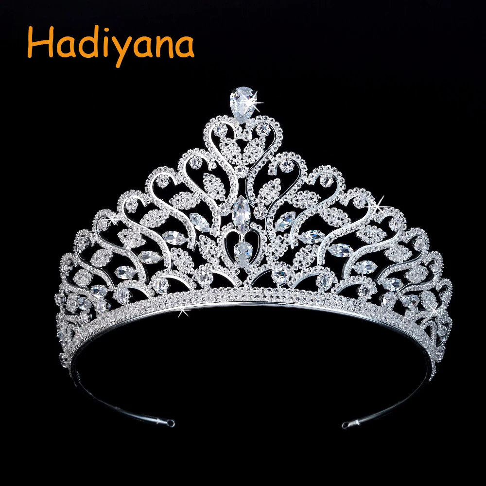 Hadiyana последняя свадебная корона с сердцем крупные диадемы ярким кубическим