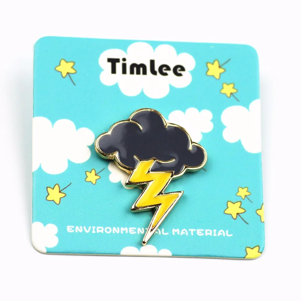 Металлическая брошь булавка Timlee X246 в мультяшном стиле с молнией и темными