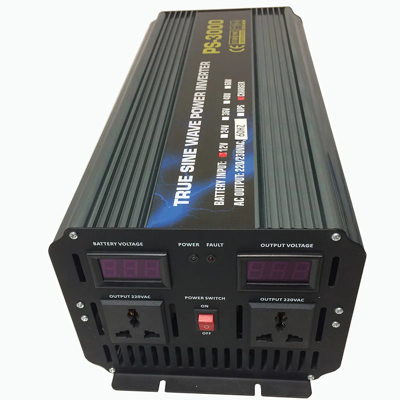 Чистая синусоида Инвертор 3000 W/3KW DC12V 24V 48V постоянного тока до AC220/230/240 V напряжения Мощность 6000 W/6KW с AC зарядное устройство и UPS блок питания