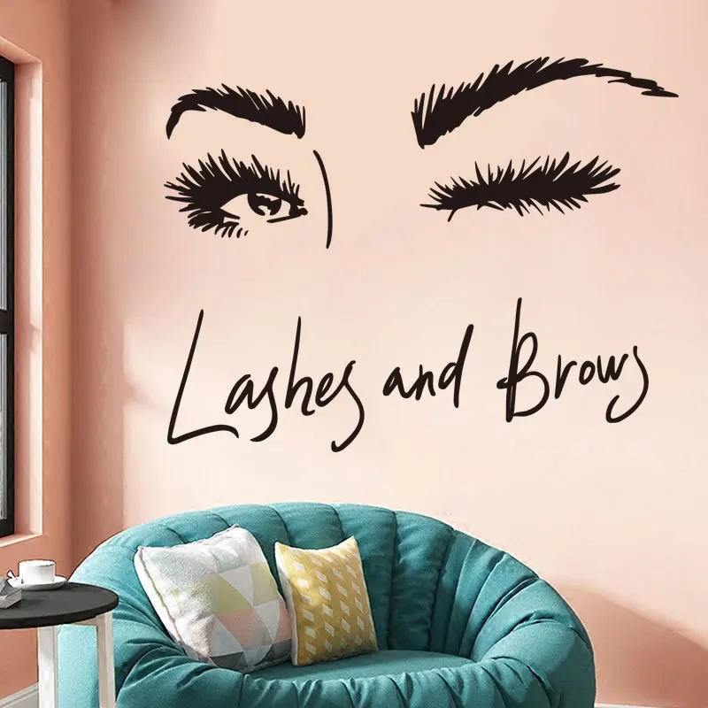 Beautiful Charming Big Eyes Lashes Wink Wall Decal Wall Art Mural Vinyl Decal Stickers Interior Design Bedroom Decoraton Sticker